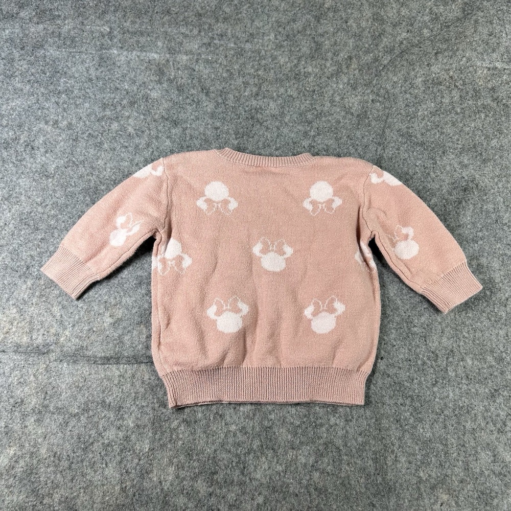 Disney Baby Girl Sweater Size 0-3 Months Minnie Mouse Pink Knit Pullover Mickey - Picture 4 of 6
